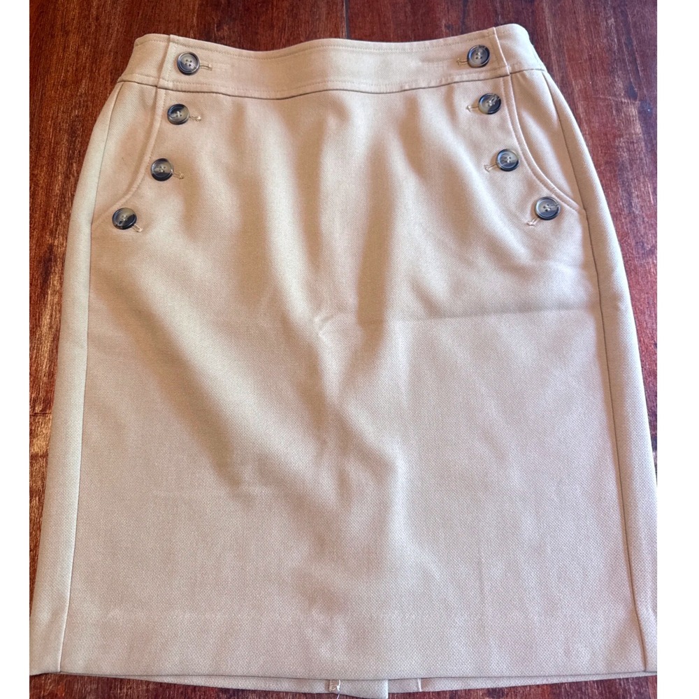 Ann Taylor Loft Pencil Skirt Womens 4 Tan Beige Excellent Textured Career Vent